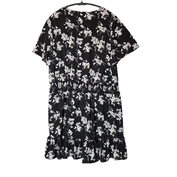 Michael Kors Floral Flutter Sleeve Mini Wrap Dress Black White Plus Size NWT - Picture 8 of 14